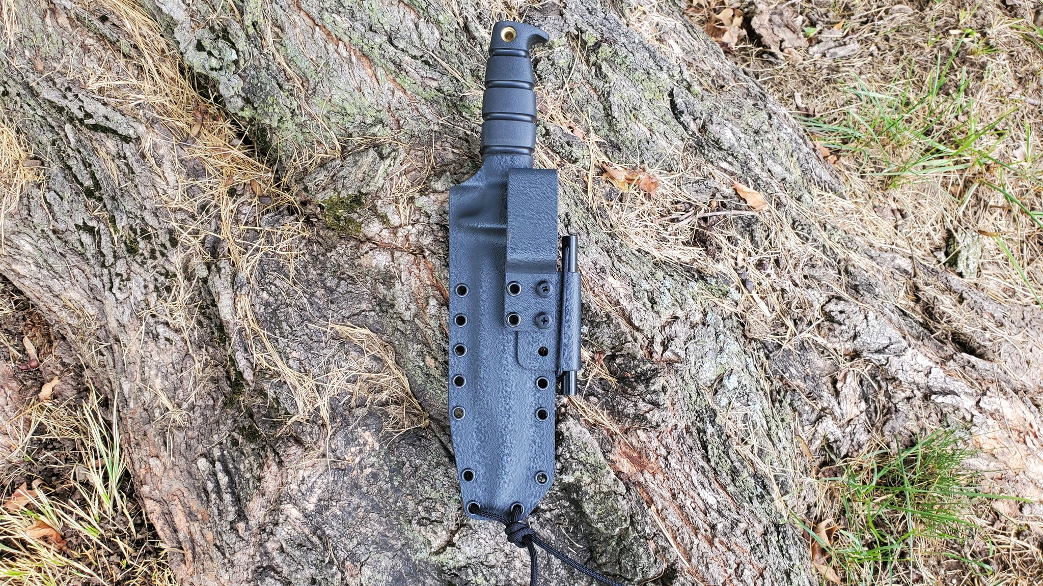 Ontario SP1-95 Combat Knife Pancake Style Sheath with Firesteel holder & Beltloop