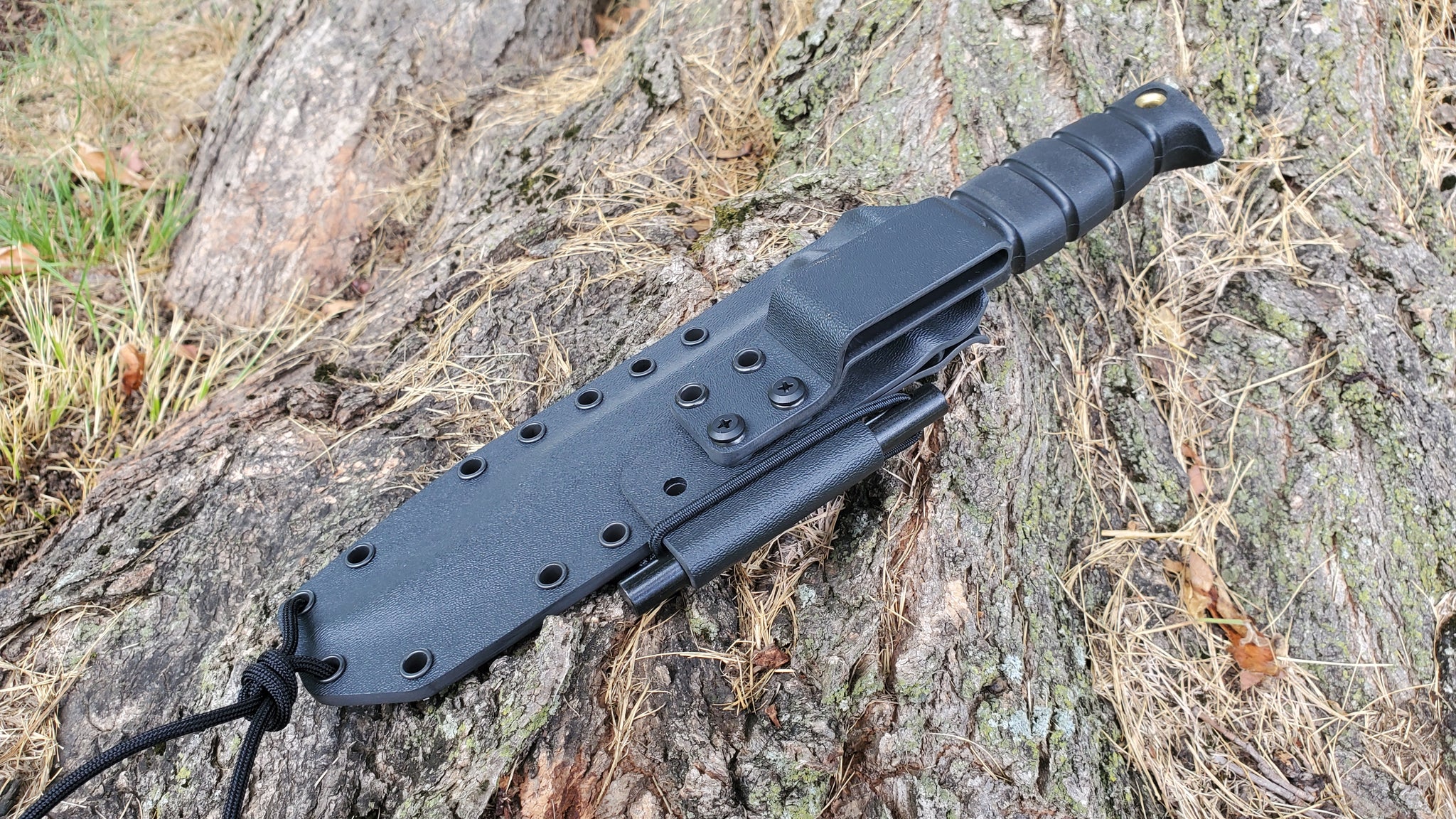 Ontario SP1-95 Combat Knife Pancake Style Sheath with Firesteel holder & Beltloop