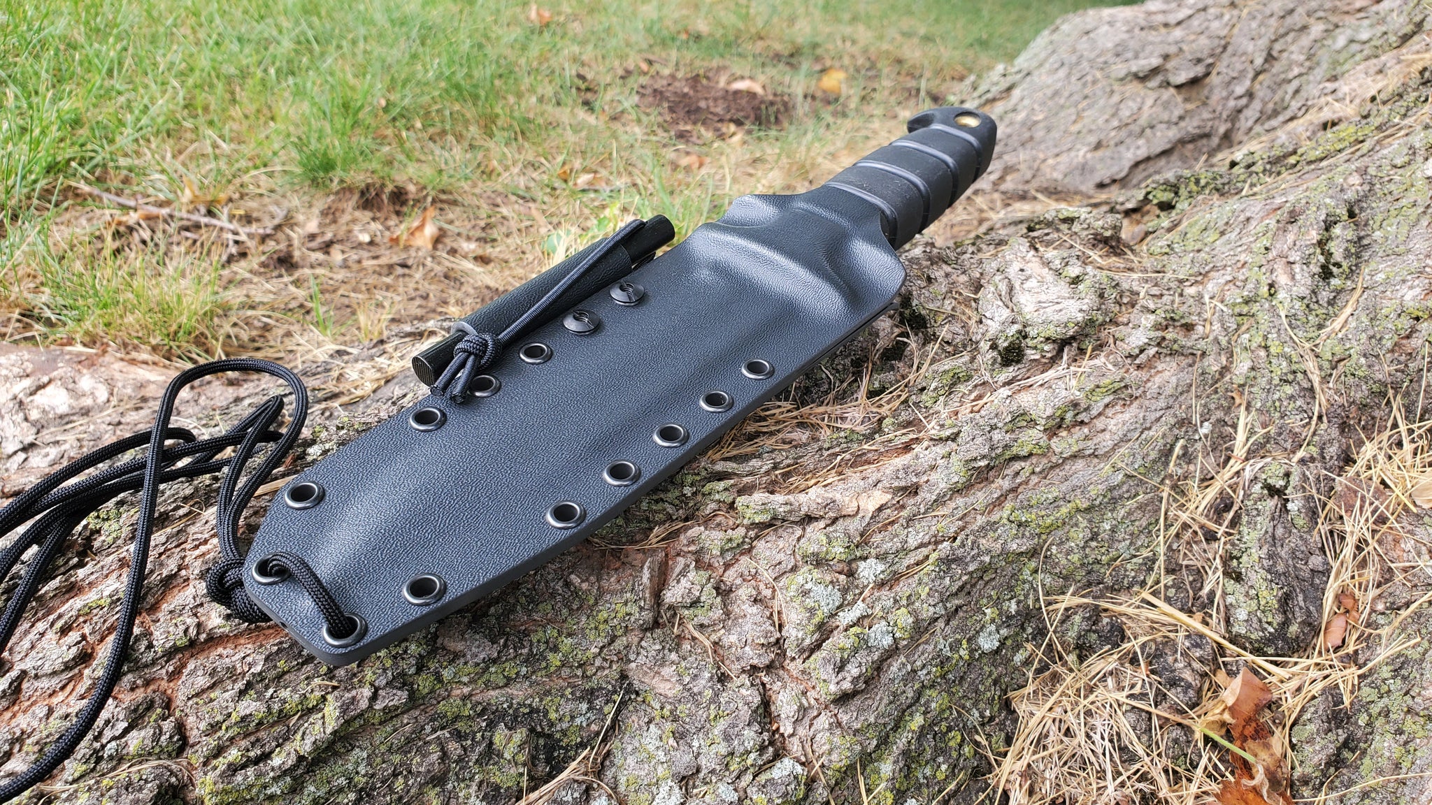 Ontario SP1-95 Combat Knife Pancake Style Sheath with Firesteel holder & Beltloop