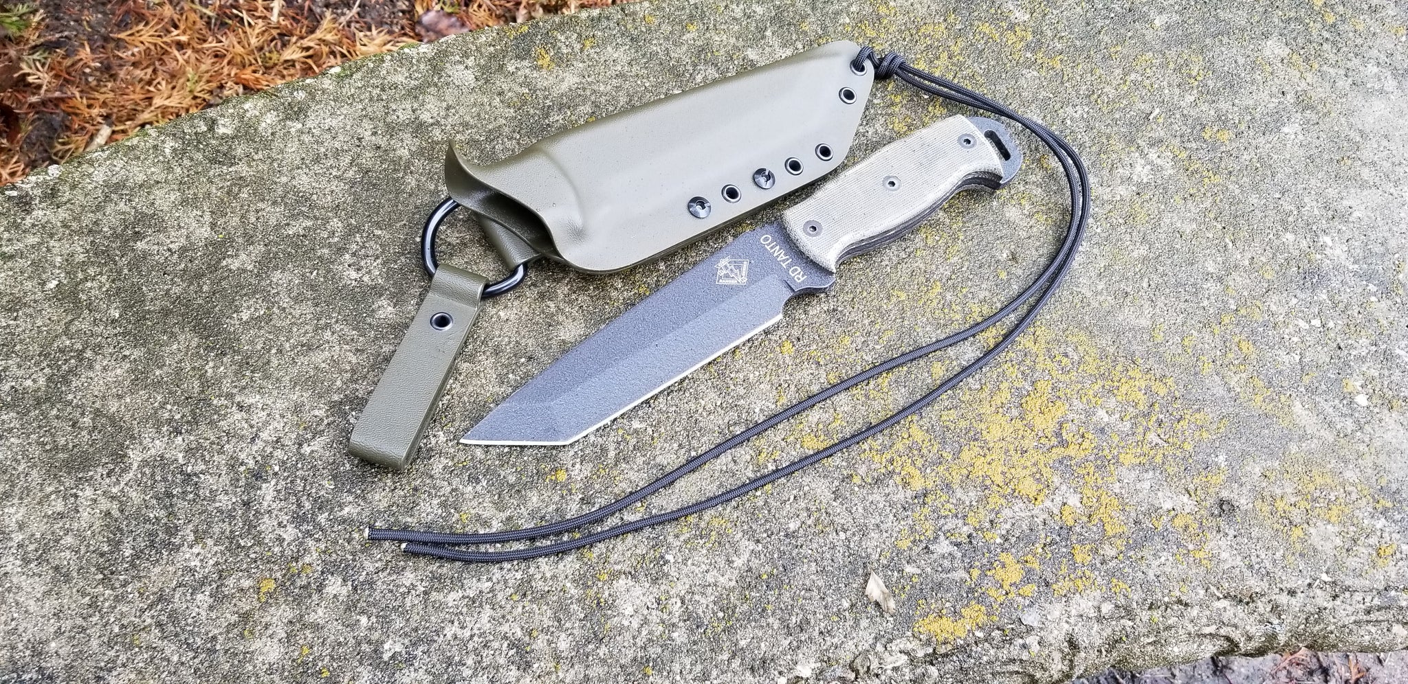 Ontario RD TANTO Taco Style Kydex sheath w/ Kydex Dangler