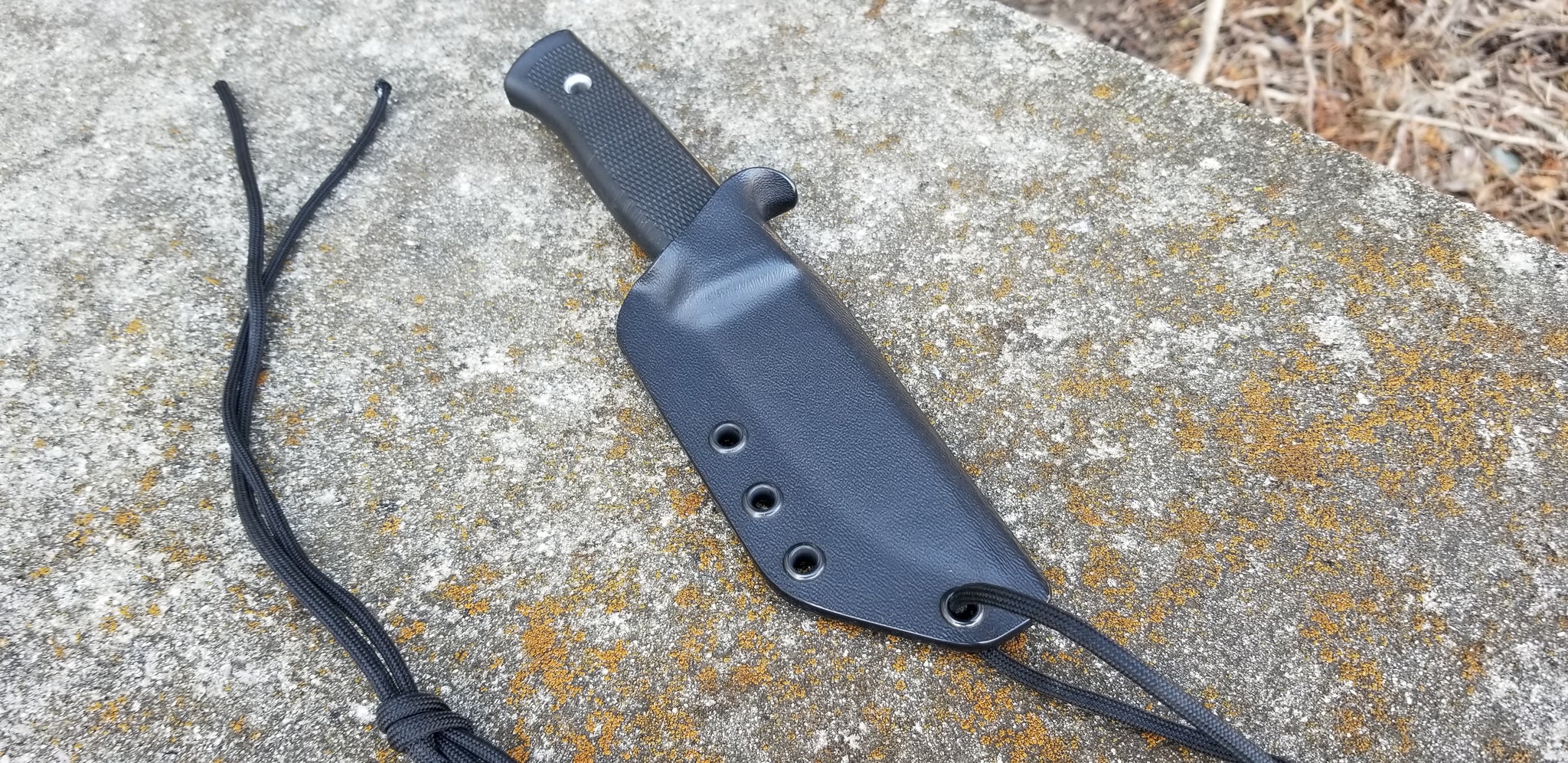 Fallkniven F1 custom Taco style kydex sheath w/ Paracord Necklace Lanyard