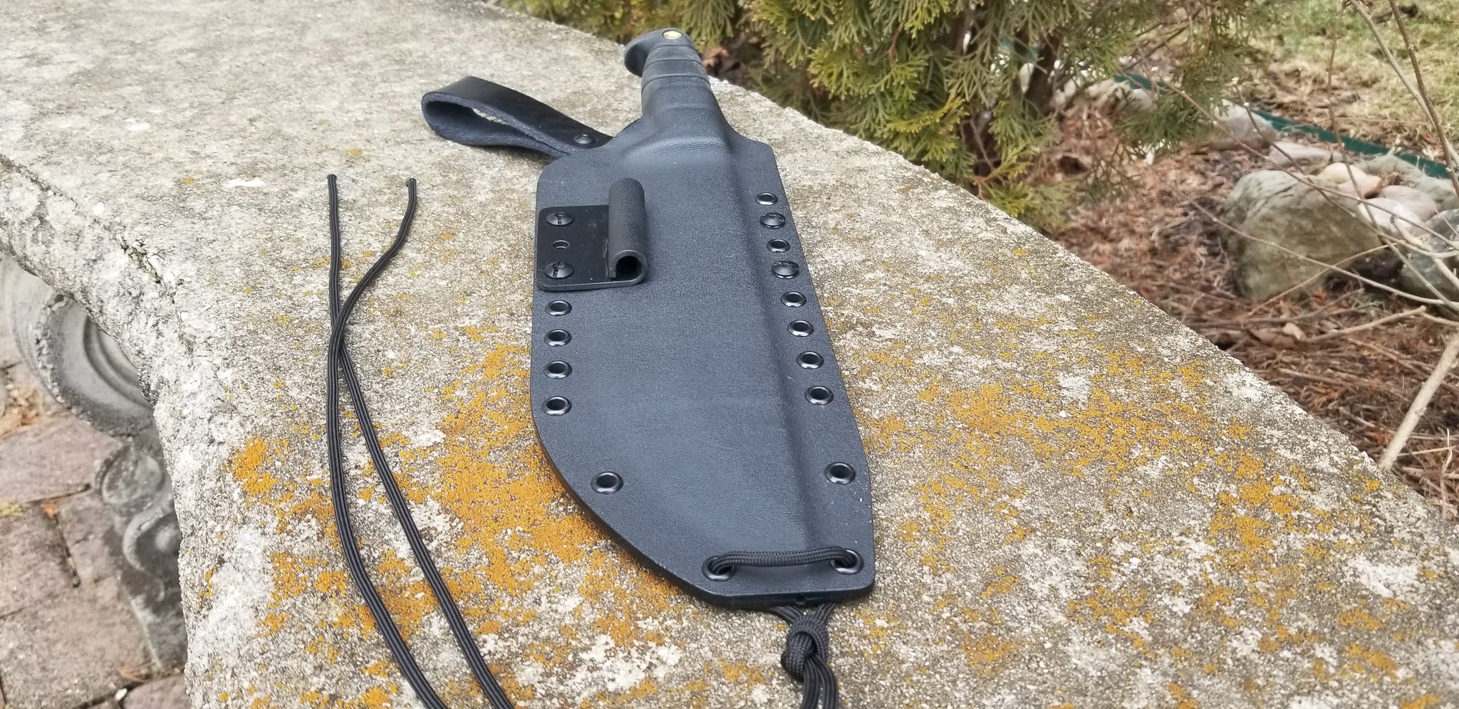 Ontario SP53 Pancake Style custom kydex sheath w/ Leather loop Dangler & Firesteel Holder