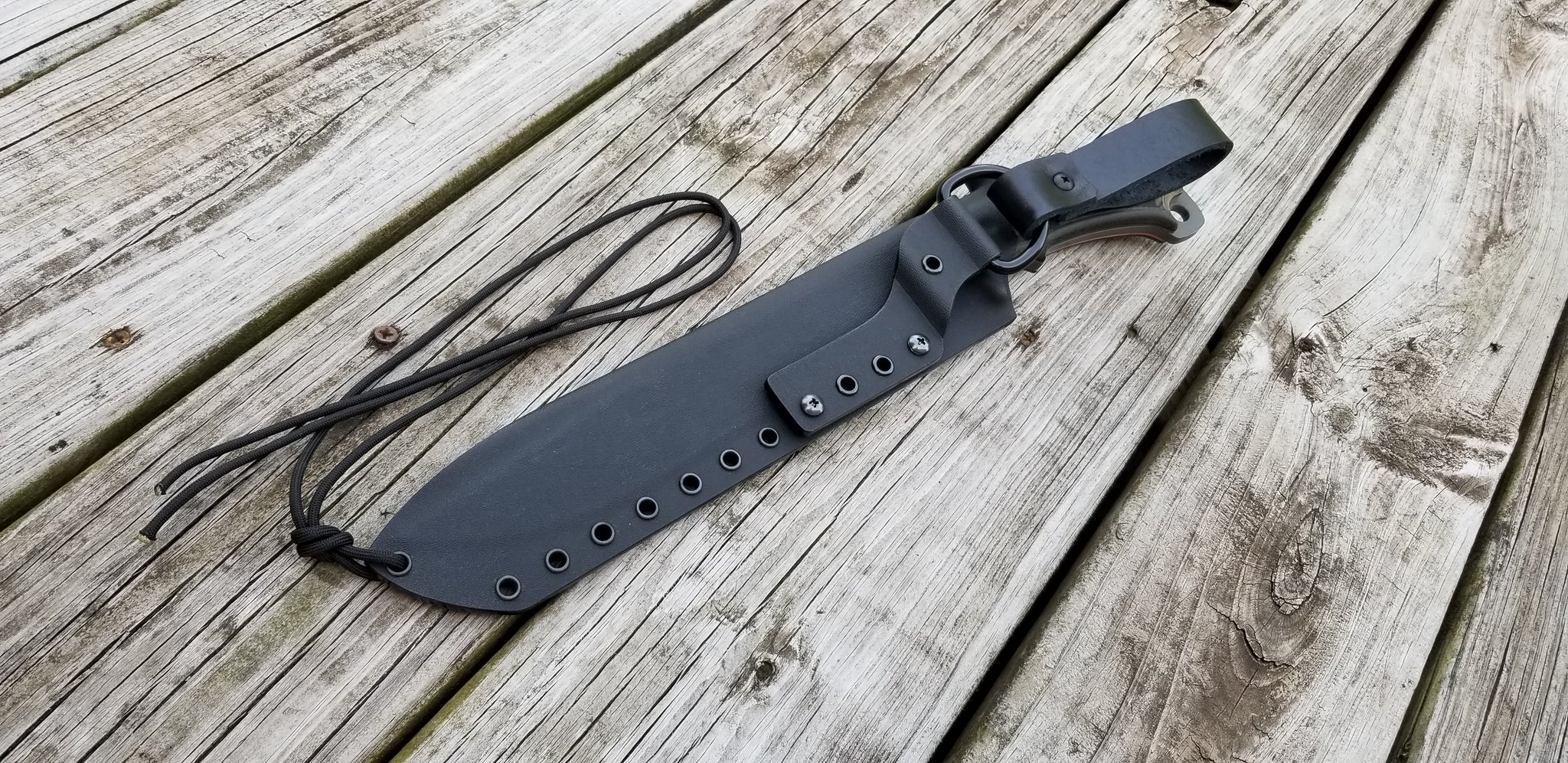 Buck Hoodlum Taco style Kydex Sheath with Leather Dangler