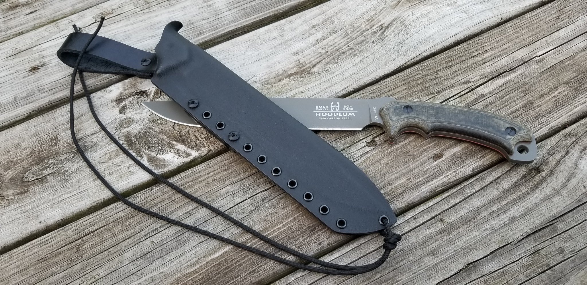 Buck Hoodlum Taco style Kydex Sheath with Leather Dangler