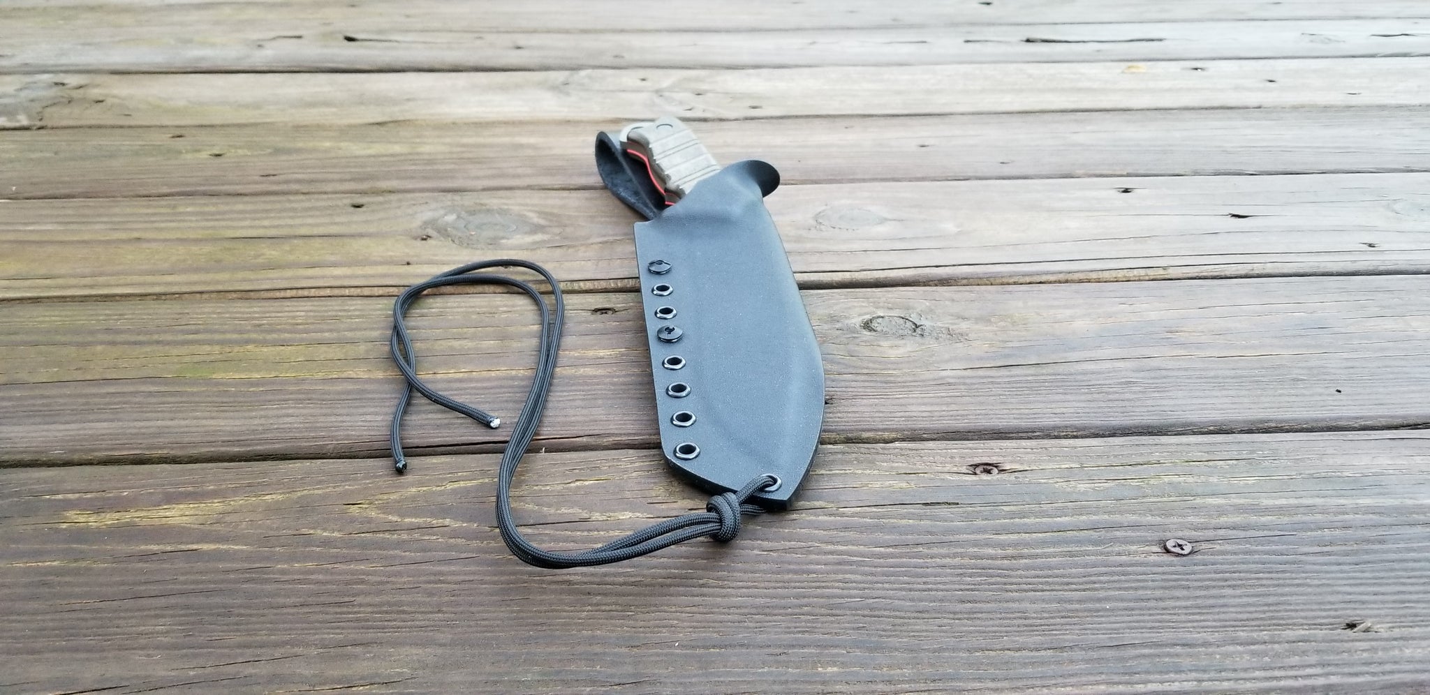 BUCK THUG custom Taco style kydex sheath with Leather looped Dangler