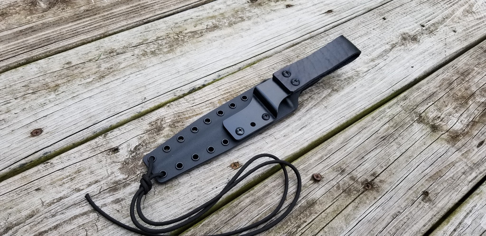 Fairbairn sykes commando custom Pancake style kydex sheath w/ Leather Looped offset drop belt attach.
