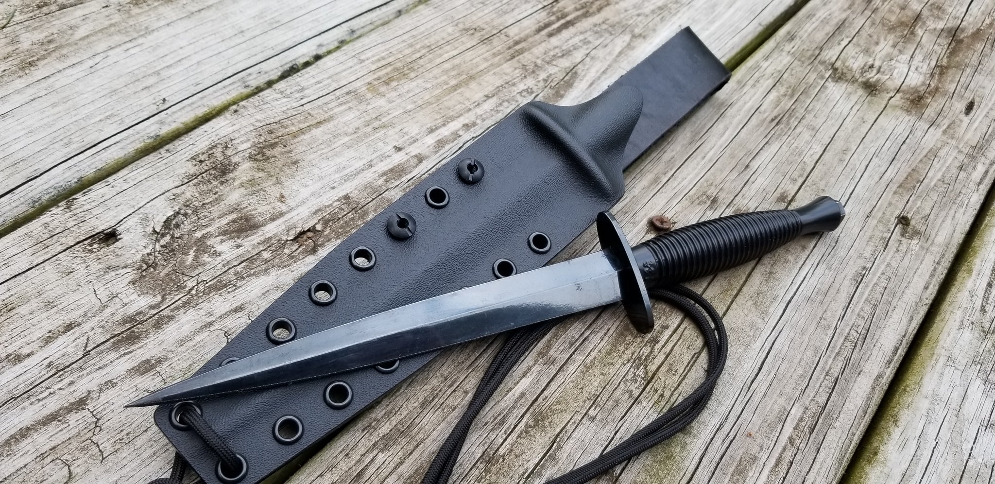 SHEFFIELD FAIRBAIRN SYKES COMMANDO Dagger Pancake Style Kydex Sheath w/ Leather Offset Drop Belt Attachment