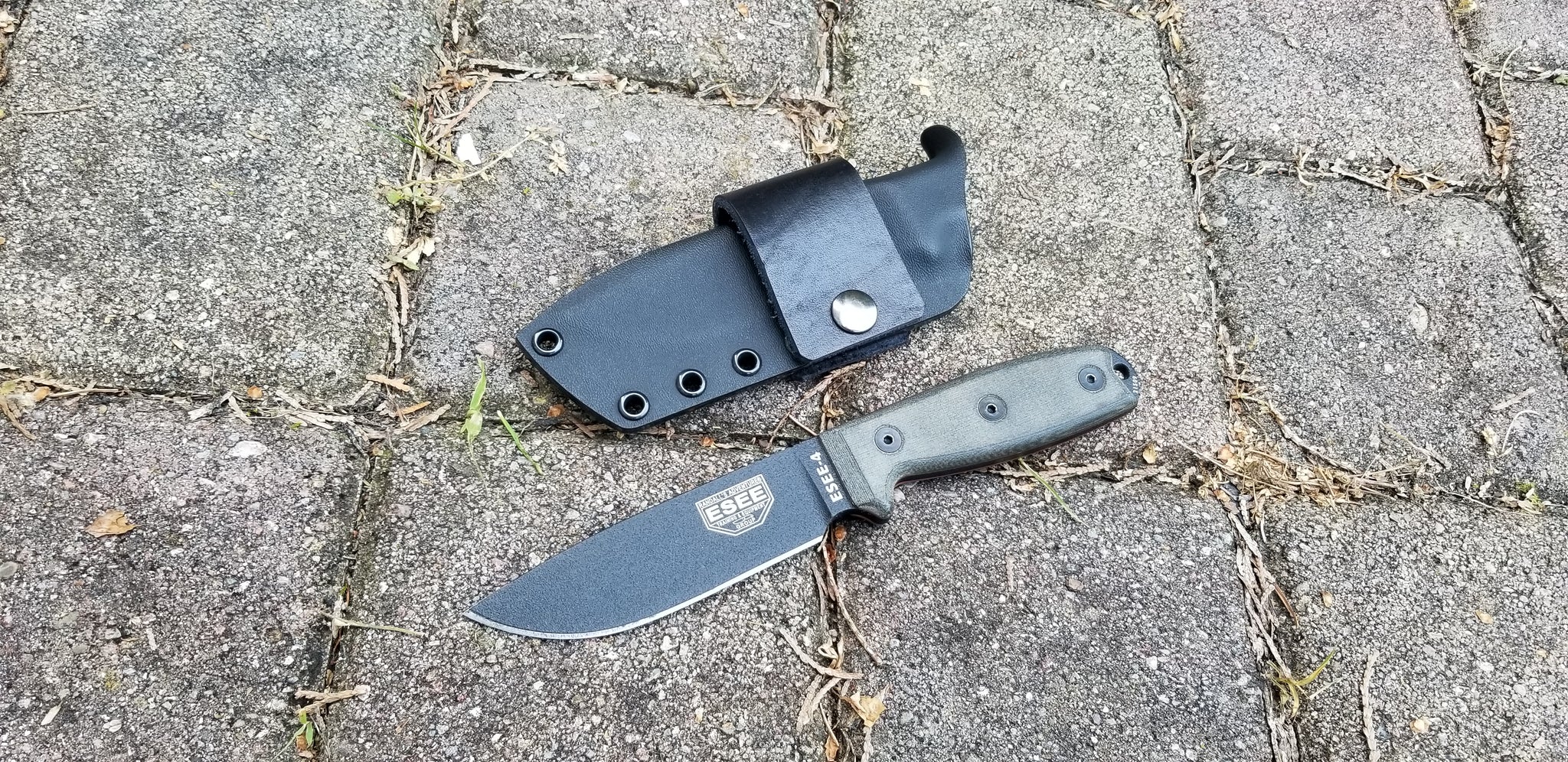 ESEE4 custom Taco style kydex sheath w/ Leather scout loop single snap