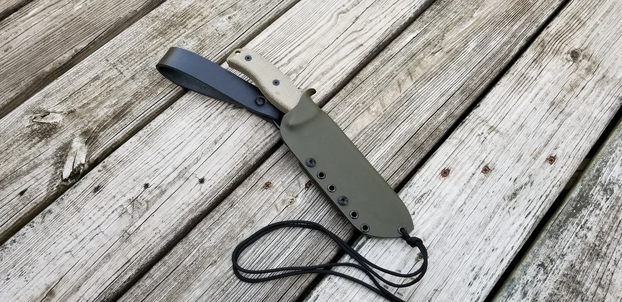 ESEE-6 Custom Taco style Kydex Sheath w/ Leather Loop Kydex Dangler