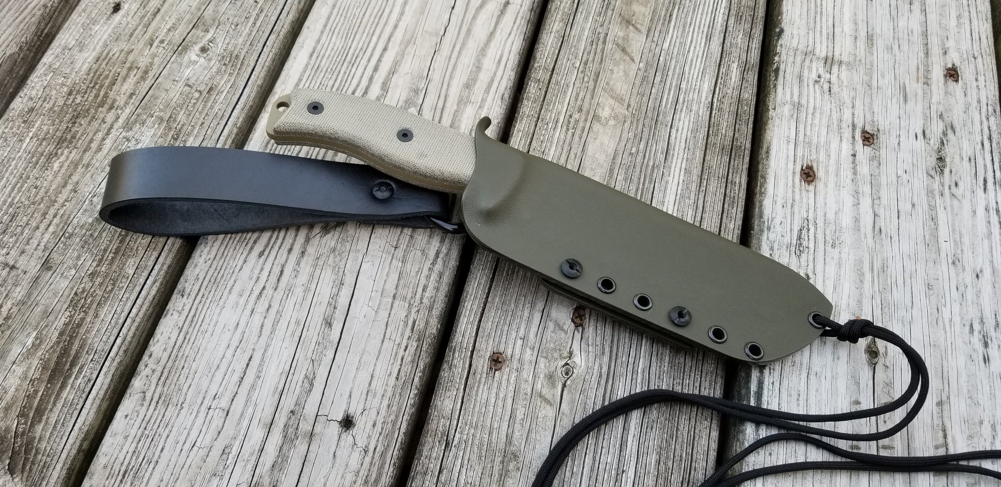 ESEE-6 Custom Taco style Kydex Sheath w/ Leather Loop Kydex Dangler