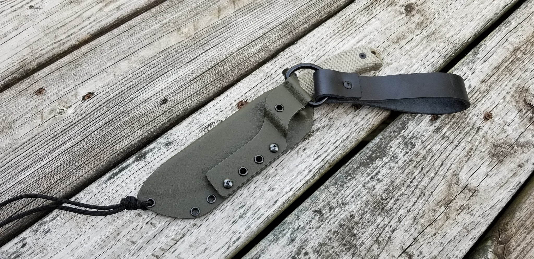 ESEE-6 Custom Taco style Kydex Sheath w/ Leather Loop Kydex Dangler