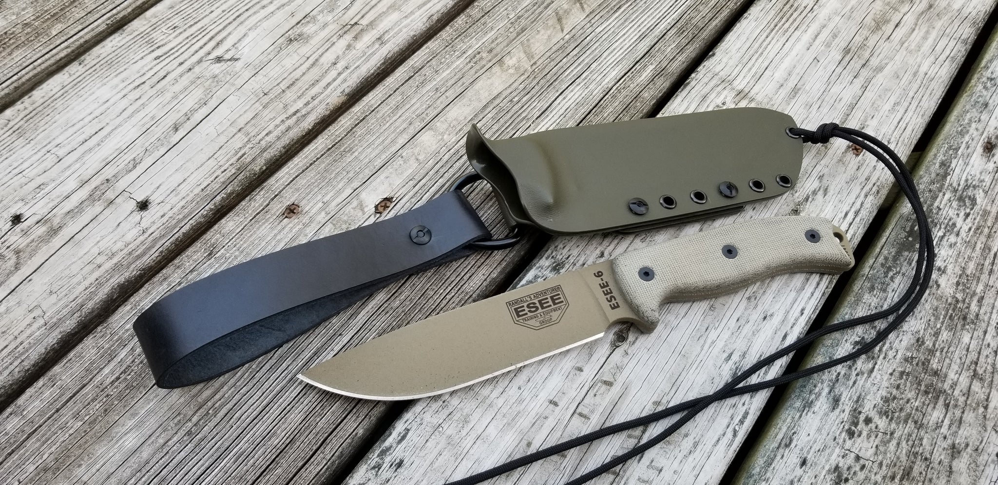 ESEE-6 Custom Taco style Kydex Sheath w/ Leather Loop Kydex Dangler