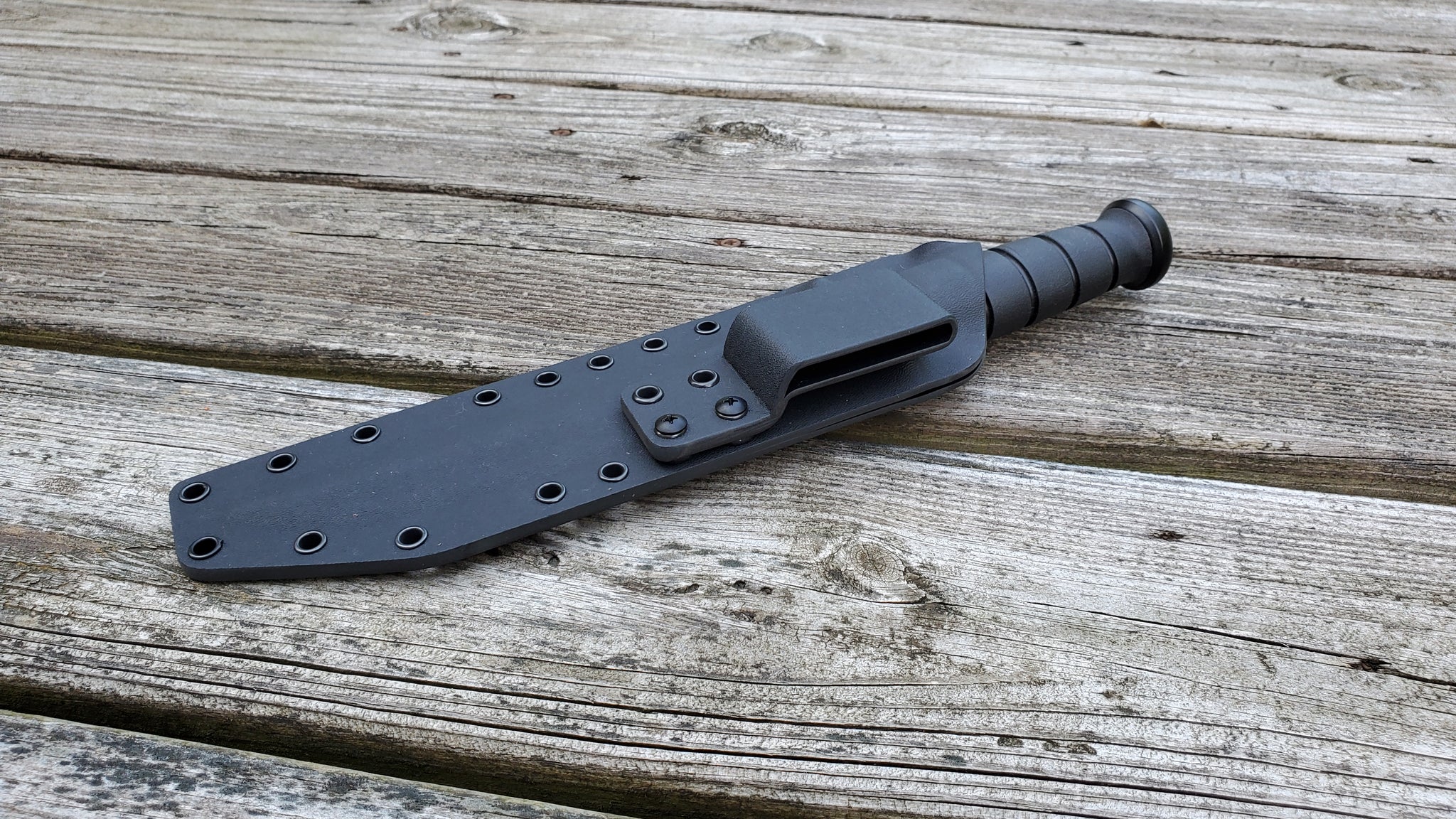 KA-BAR FULL SIZE "1266 MODIFIED TANTO" CUSTOM Pancake style SHEATH w/ Offset Kydex belt loop