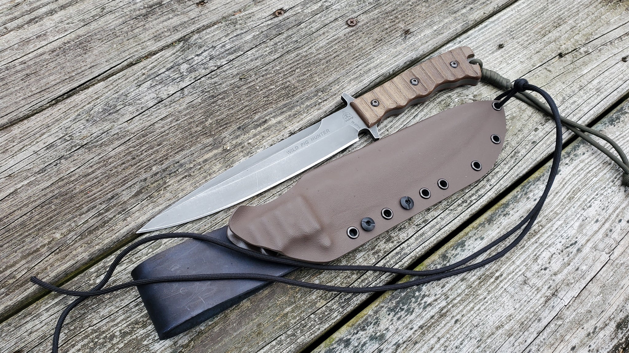 TOPS Wild Pig Hunter Taco Sheath "Split Thumb" & OffSet Leather attachment