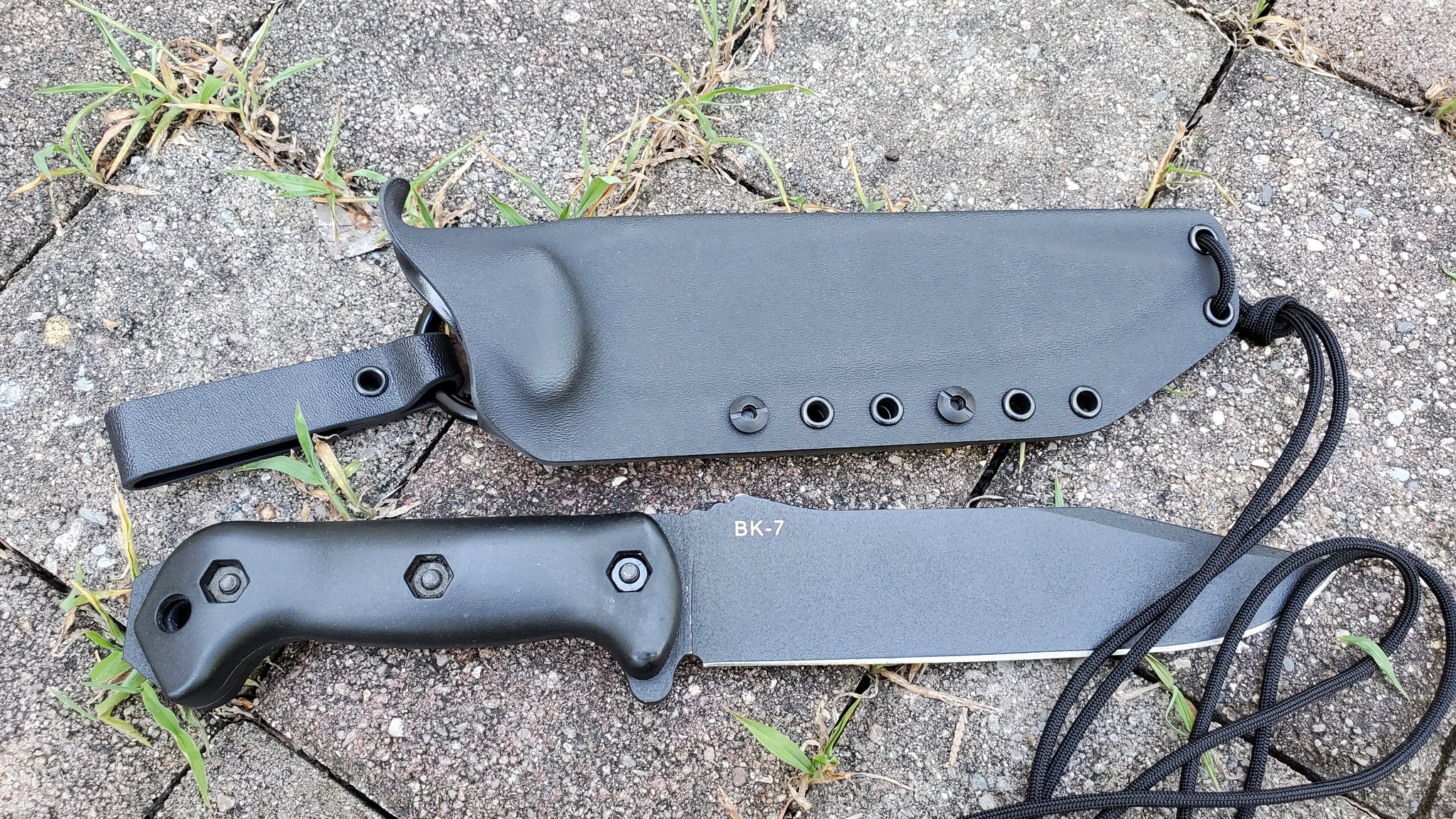 KA-BAR BK7 Kydex sheath TACO style w/ Kydex Dangler