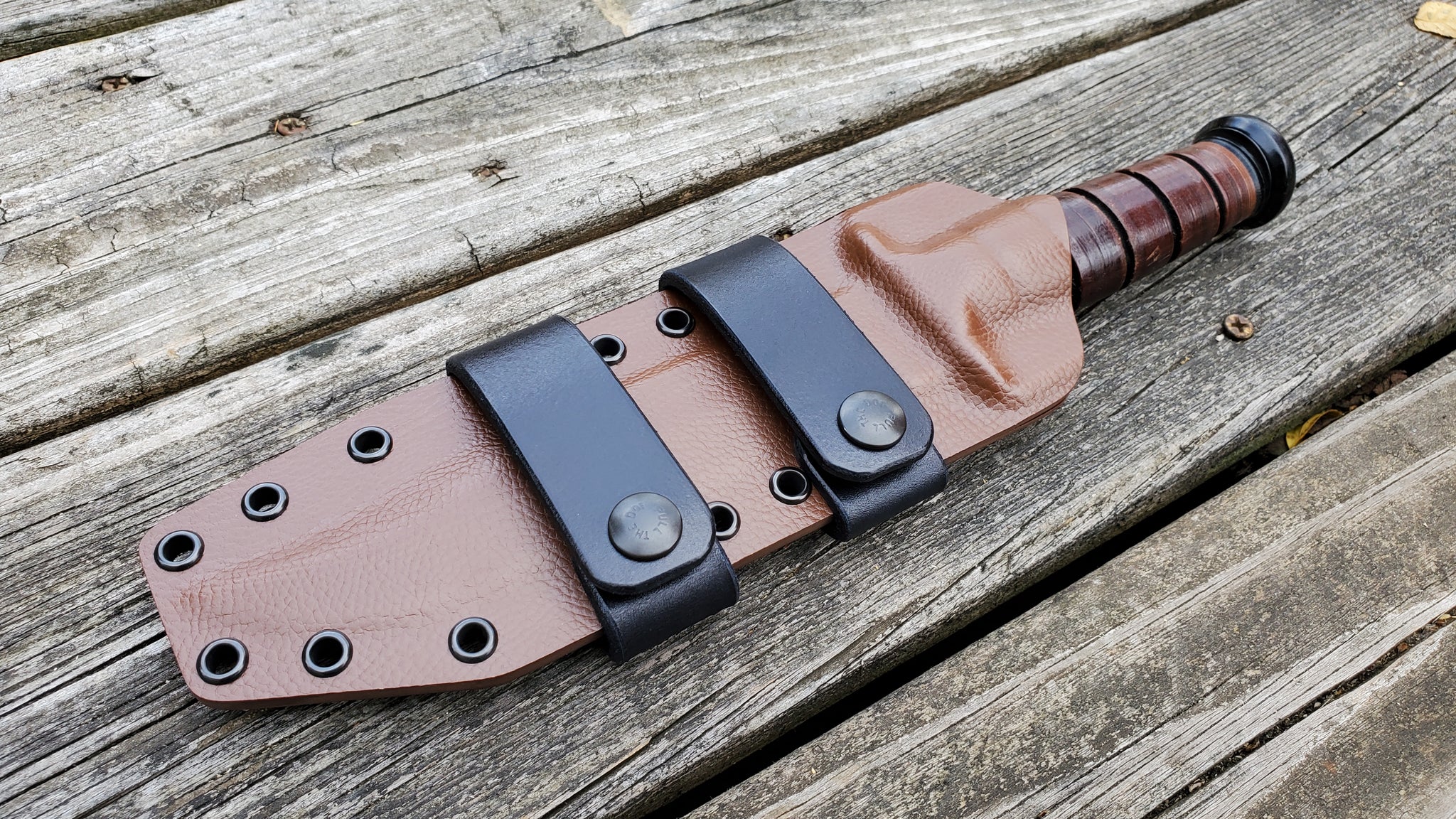 KABAR USMC pancake style Kydex sheath, Scout Carry Leather Straps ...