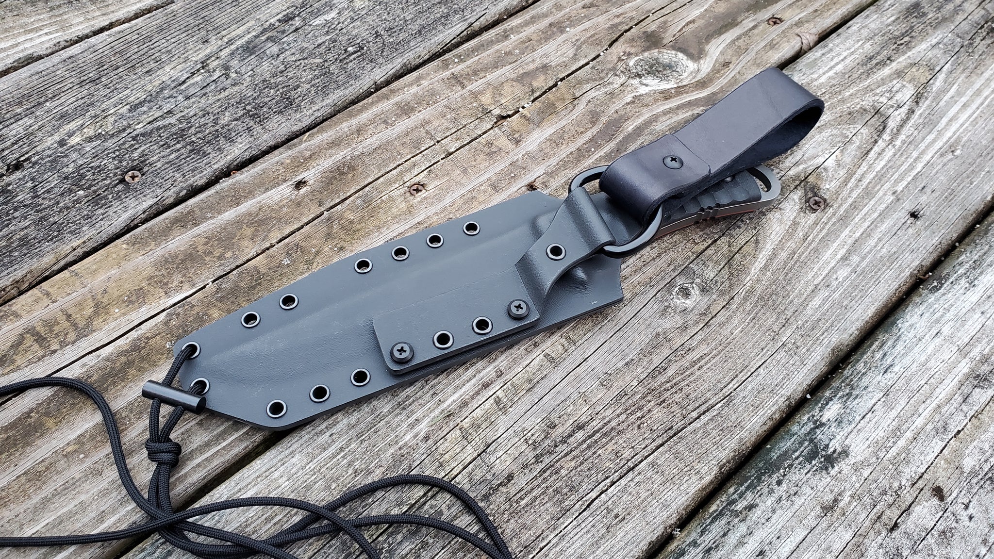 TOPS " APACHE DAWN APAD-02 ROCKIES" Edition custom Pancake style Kydex Sheath, Dangler, Mini Firesteel