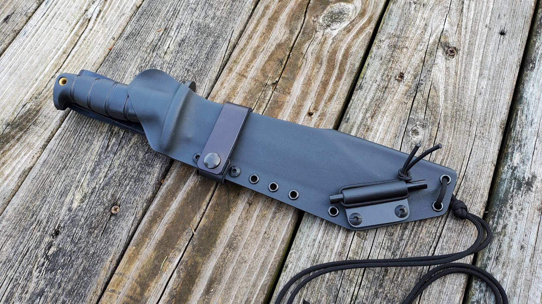 ONTARIO SP-10 Taco Style custom kydex sheath with offset Leather Belt Attachment