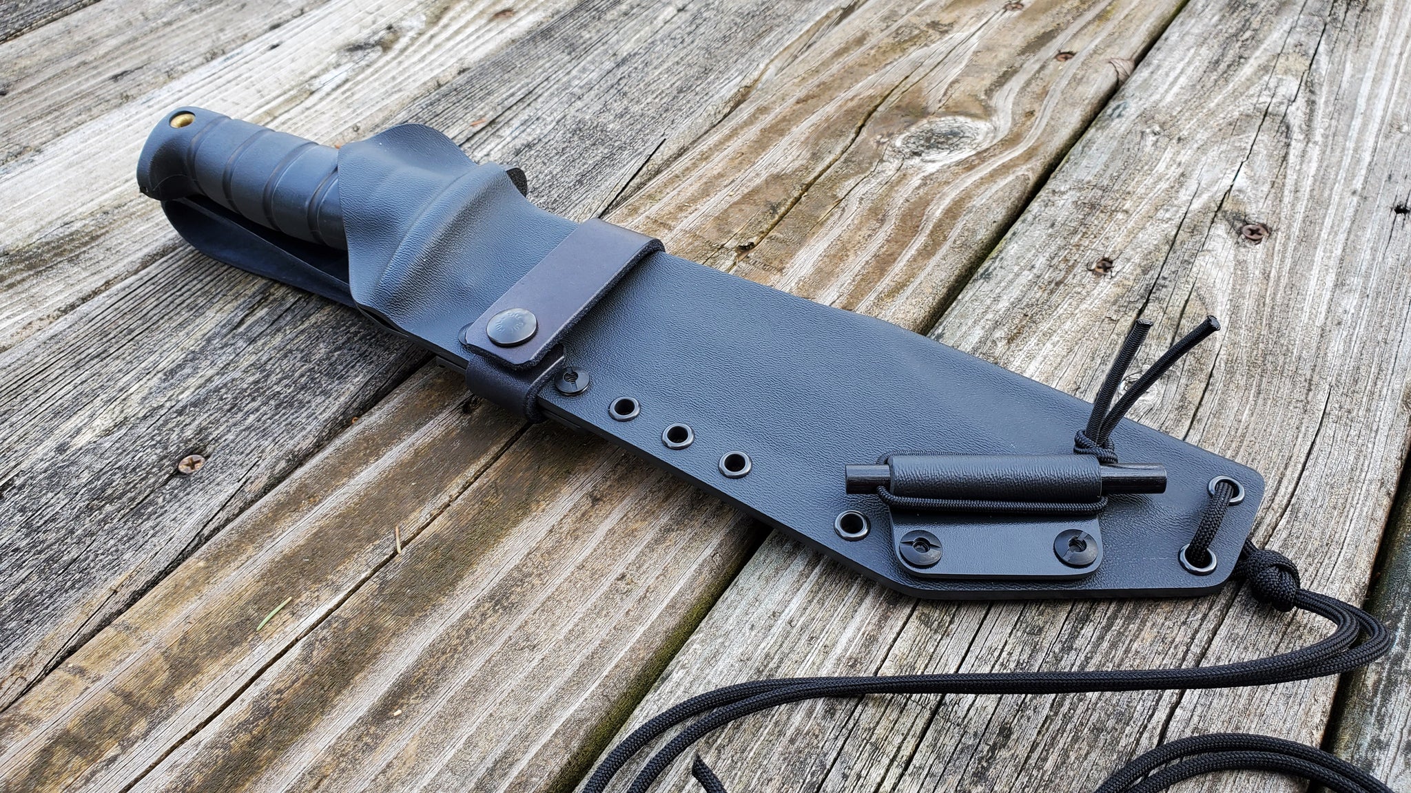 ONTARIO SP-10 Taco Style custom kydex sheath with offset Leather Belt Attachment