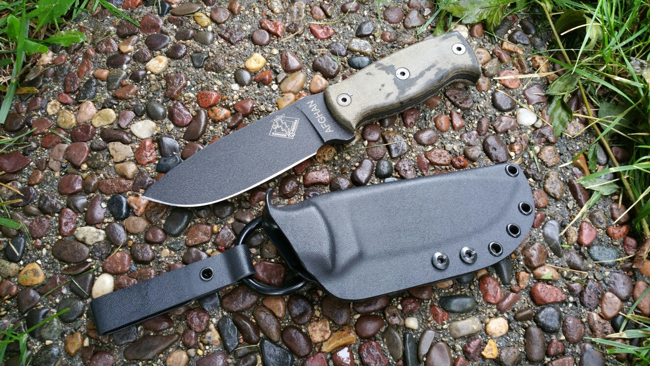 Ontario Afghan Taco Style Kydex Sheath complete with 100% Kydex Dangler!